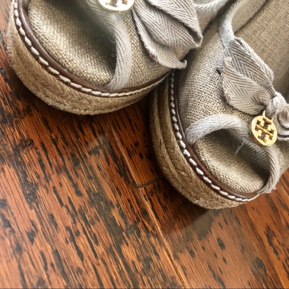 Tory Burch Jackie Peep Toe Espadrille Wedges US8 - Picture 10 of 10